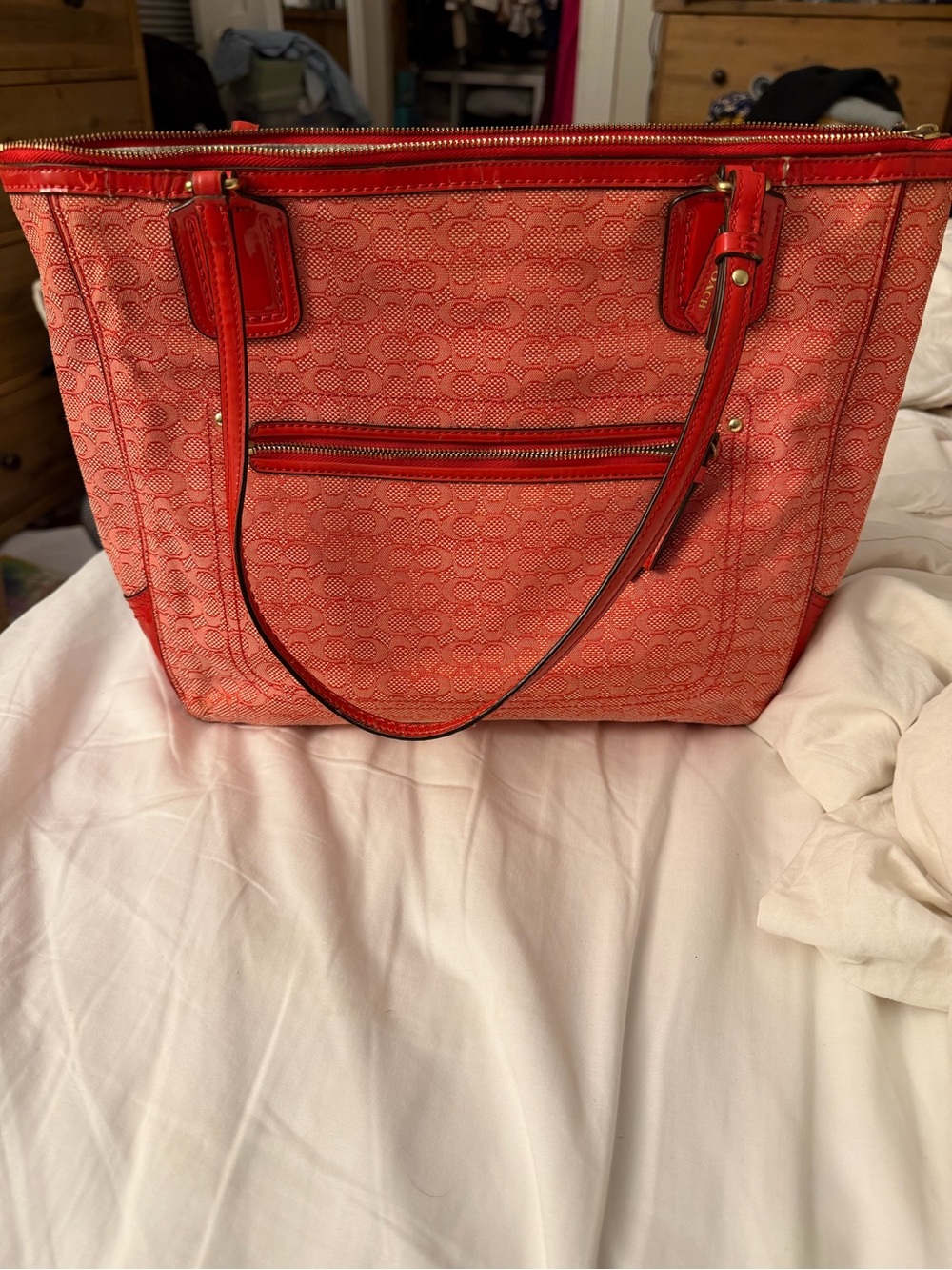 Coach Poppy red tote